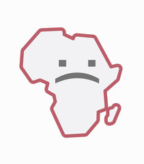 Isolated Africa map with a sad text face