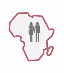 Isolated Africa map with a heterosexual couple pictogram
