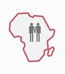 Isolated Africa map with a gay couple pictogram