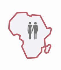 Isolated Africa map with a lesbian couple pictogram