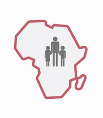 Isolated Africa map with a male single parent family pictogram