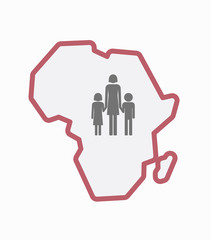 Isolated Africa map with a female single parent family pictogram