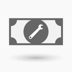 Isolated bank note with a spanner