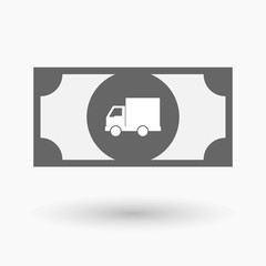 Isolated bank note with a  delivery truck