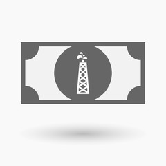 Isolated bank note with an oil tower