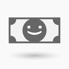Isolated bank note with a smile text face