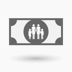 Isolated bank note with a lesbian parents family pictogram
