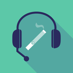 Long shadow  headset with an electronic cigarette