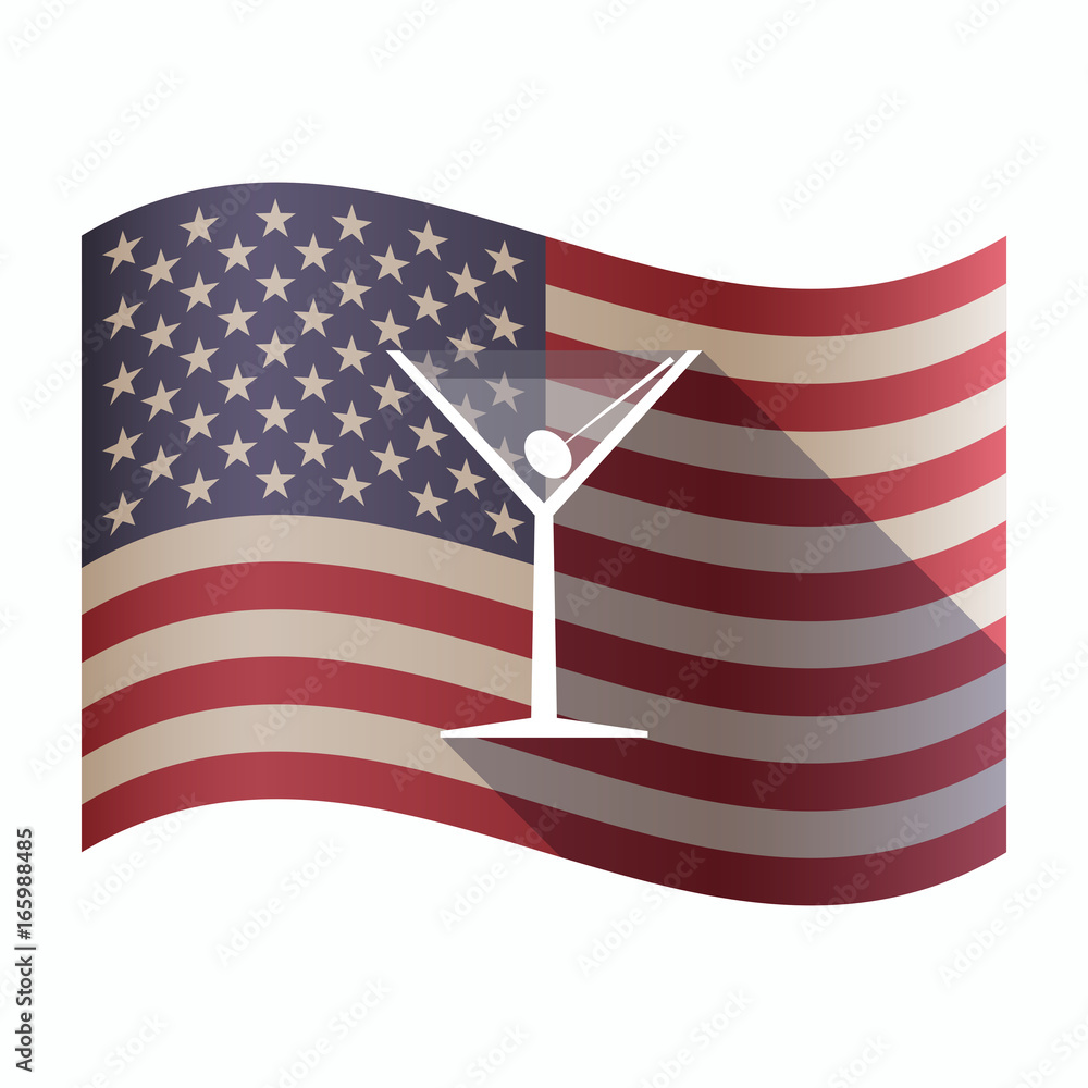 Sticker isolated usa flag with a cocktail glass