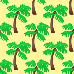 Leaves green palm trees seamless pattern vector summer leaf plant background