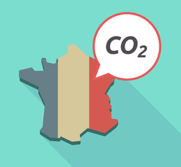 Long shadow  France map with   the text CO2