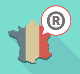 Long shadow  France map with   the registered trademark symbol