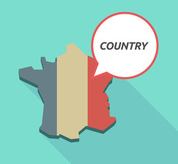 Long shadow  France map with   the text COUNTRY