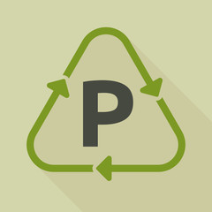 Long shadow recycle sign with    the letter P