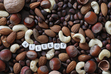 tasty nuts on a wooden table
