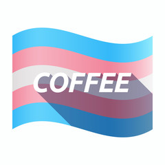 Isolated transgender flag with    the text COFFEE