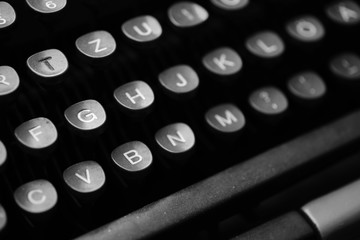 Keys with letters on an old typewriter