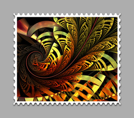 Computer generated fractal artwork stamp template