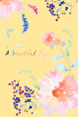 Watercolor flowers and plants