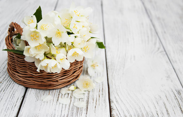 Basket with jasmine flowers
