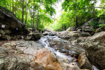 Naklejka na ściany i meble Huai yang waterfall tropical rainforest in national park