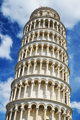 Słynna Krzywa Wieża w Pizie na Placu Cudów, Toskania we Włoszech
 - obrazy, fototapety, plakaty