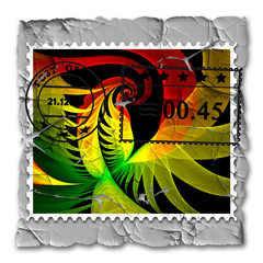 3D rendering of peeled decayed fractal stamp