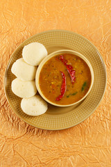 Sambar and Idli with Chutney – Indian Dish