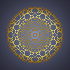 Vector vintage oriental Mandala sign gold frame
