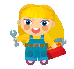 cartoon character - girl mechanic / illustration for children