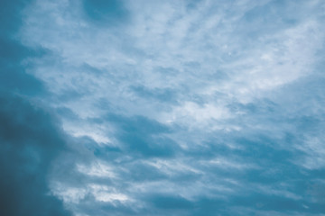 Fantastic soft white clouds against blue sky background