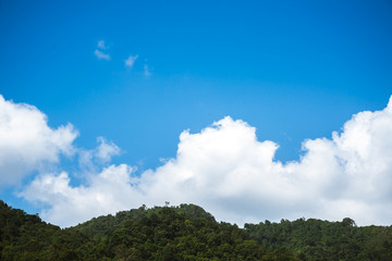 Before clouds over the mountains.In the rainy weather in the countryside