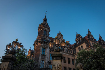 The old buildings in city Dresden against sky