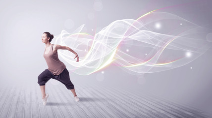 Obraz na płótnie Canvas Urban breakdancer dancing with white lines