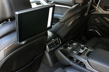 Car interior luxury service. Car interior details. electronics