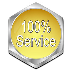 100% Service button - 3D illustration
