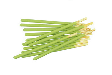 biscuit stick coated with green tea isolated