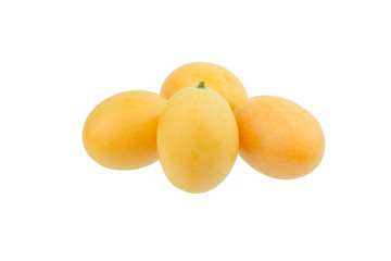 sweet Marian plum thai fruit isolated on white background (Mayongchid Maprang Marian Plum and Plum Mango,Thailand)