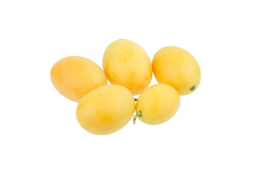 sweet Marian plum thai fruit isolated on white background (Mayongchid Maprang Marian Plum and Plum Mango,Thailand)