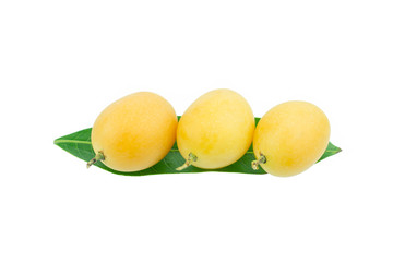 sweet Marian plum thai fruit isolated on white background (Mayongchid Maprang Marian Plum and Plum Mango,Thailand)
