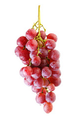 bunches of Summer fresh red grape with white isolate background
