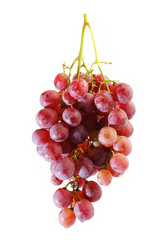 bunches of Summer fresh red grape with white isolate background