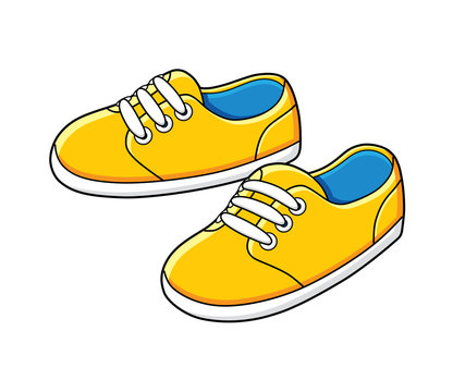 Yellow Sneakers Vector Isolated.