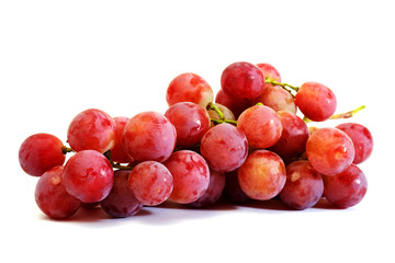 bunches of Summer fresh red grape with white isolate background