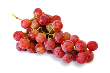 bunches of Summer fresh red grape with white isolate background