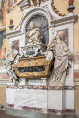 Grave of the Italian astronomer, physicist, engineer, philosopher, and mathematician Galileo Galilei  in Basilica of Santa Croce, Florence