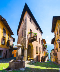 Old house in the historic old town of Cannobio, Piedmont, Italy - Lago Maggiore, Verbania, Piemont,...