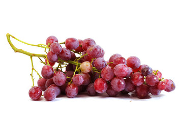 bunches of Summer fresh red grape with white isolate background