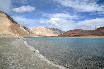 Panong Tso, Tibetan for 'high grassland lake', also referred to as Pangong Lake, is an endorheic lake in the Himalayas situated at a height of about 4,350 m (14,270 ft).