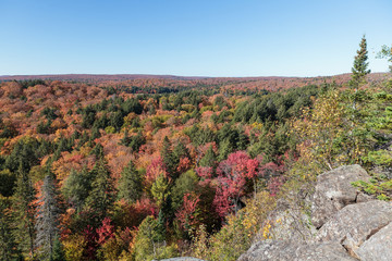 Ontarios Algonquin Park from above during a sunny fall day